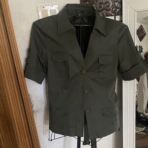 Kenneth Cole Reaction Olive Short Sleeve Utility Jacket